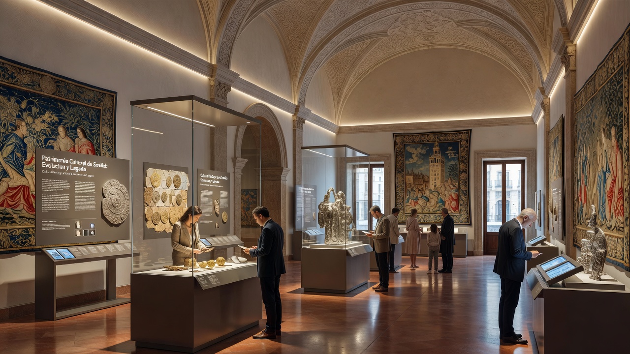 Sala principal del Museo Arqueológico Nacional con visitantes observando piezas romanas y medievales bajo luz natural suave